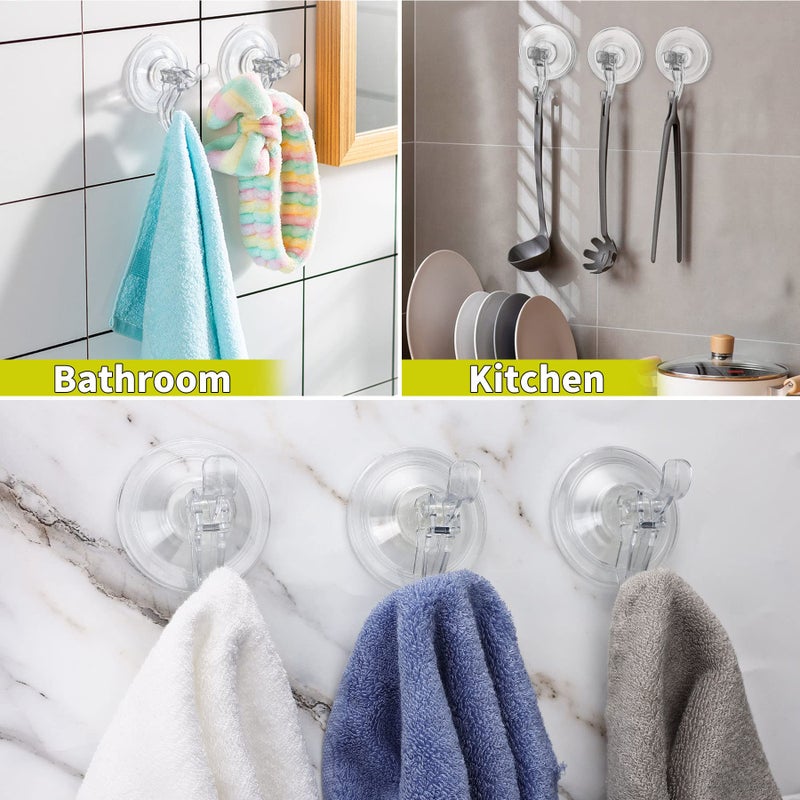 Antimbee 3 Pack Suction Cup Hooks  Clear Suction Cup Hanger  Removable Small Suction Cups for Shower  Bathroom  Glass  Door  Windows  Kitchen-Max Hanging up to 11 lbs on Smooth Surface - Image 4